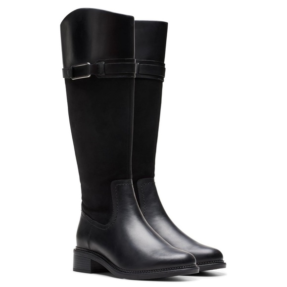 Clarks Shoes - Clarks Women's Maye Carly Knee High Boot Leather / Suede Black US 6.5 NWOT